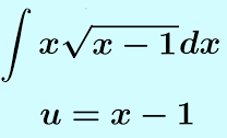 illustrating integration by substitution by replacing u for x-1
