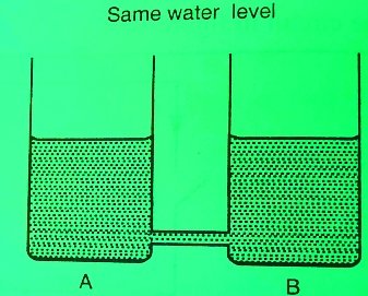 water in two containers explaining same potential difference.